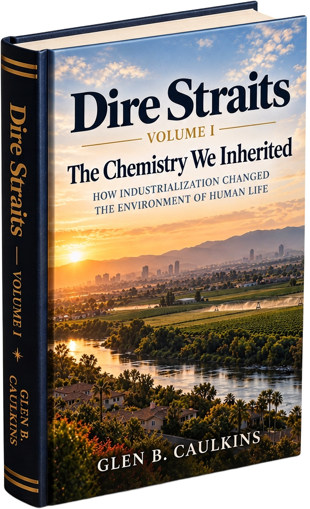 Dire Straits — Volume I: The Chemistry We Inherited, by Glen B. Caulkins. Hardcover cover artwork; the book is forthcoming.
