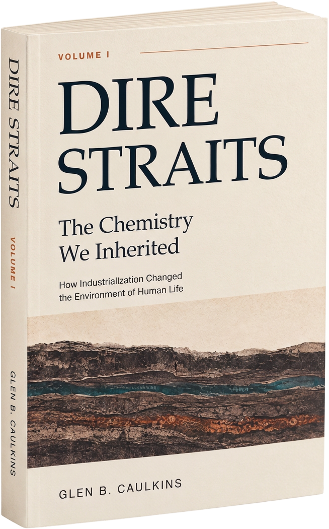 Dire Straits — Volume I: The Chemistry We Inherited, by Glen B. Caulkins. Hardcover cover artwork; the book is forthcoming.